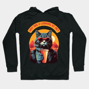 Why are you looking at me - cat with sunglasses Hoodie